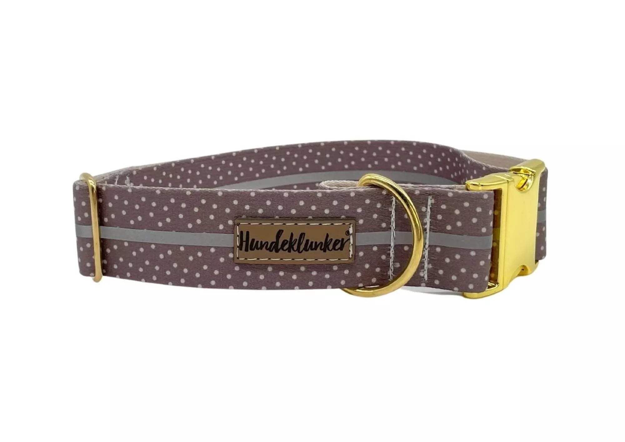 Reflektor-Halsband Cappuccino – vegan & handgemacht