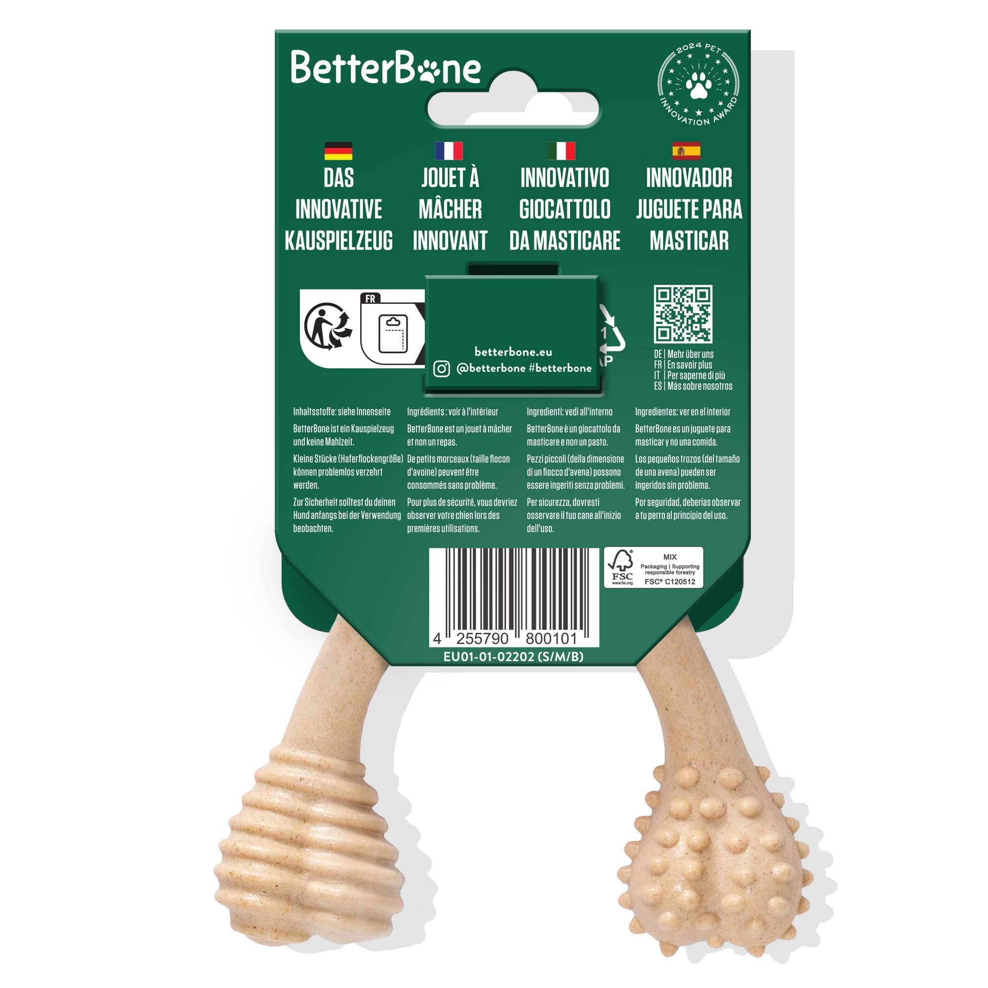 BetterBone Hunde Kauspielzeug Kauknochen - Small Medium Beef - Pfotenlieblinge