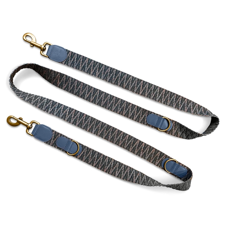 Führleine Blau/Grau – Verstellbar – Kollektion Très Chic - Pfotenlieblinge