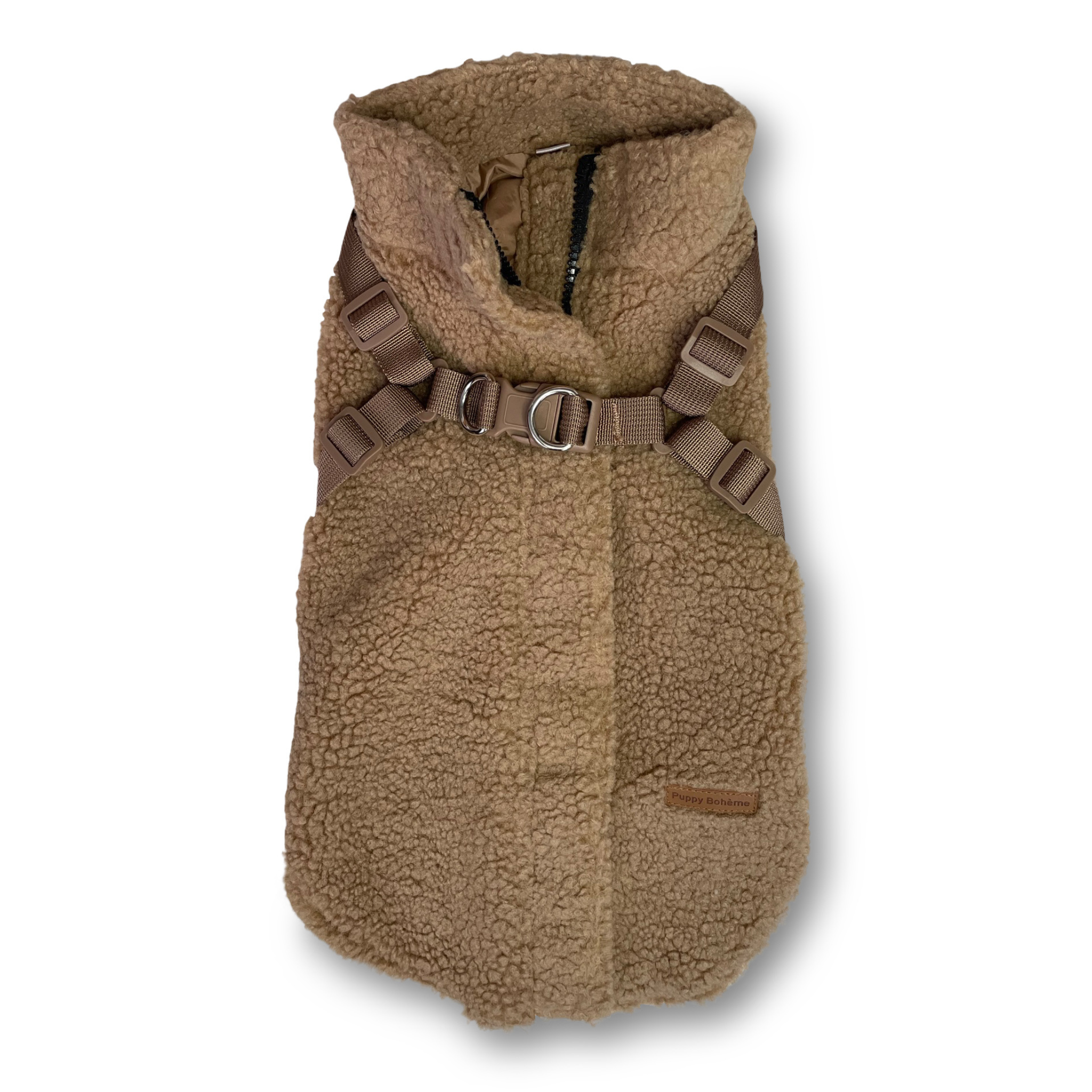 Teddyfleece-Hundemantel mit integriertem Geschir
