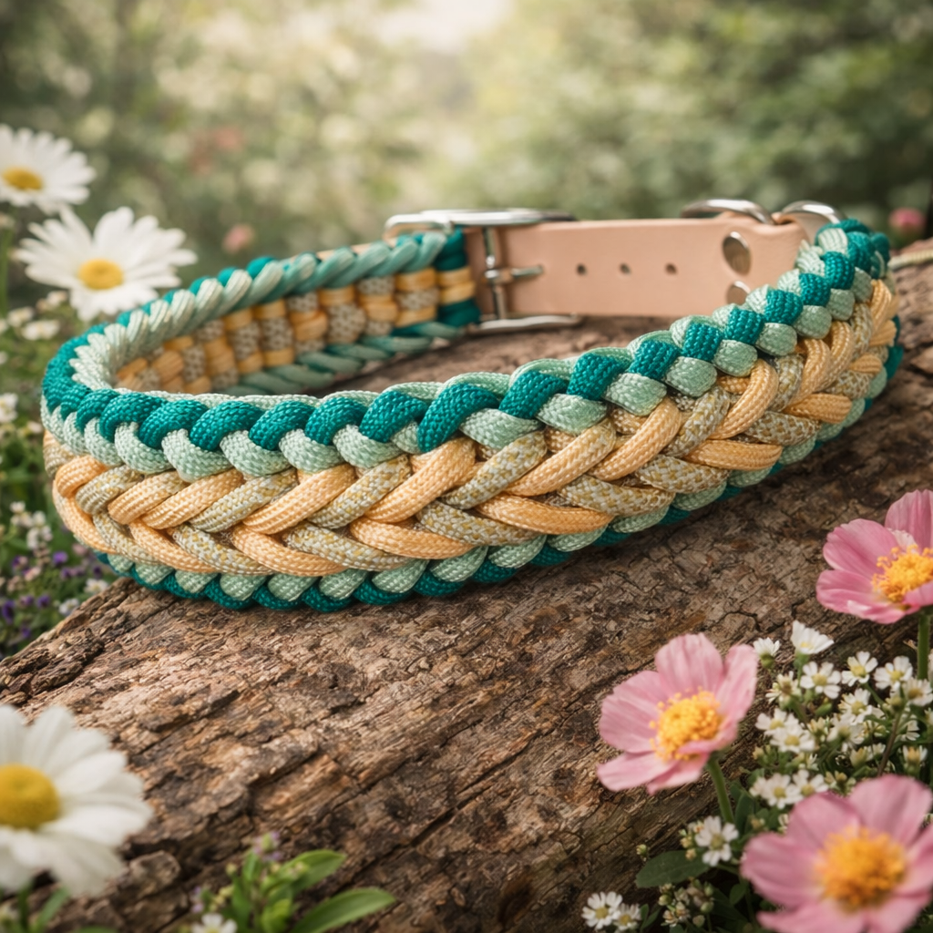 Handgemachtes Paracord-Hundehalsband "Seagrass"