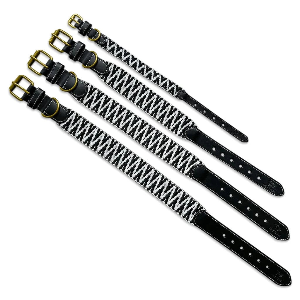 Hundehalsband – Schwarz/Weiß – Très Chic Kollektion von HeyLana - Pfotenlieblinge