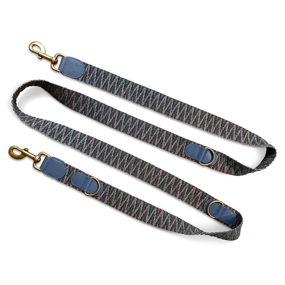 Sparset: Halsband & Leine in Blau/Grau