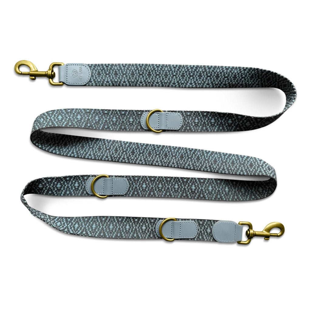 Sparset: Halsband & Leine in Anthrazit/Eisblau