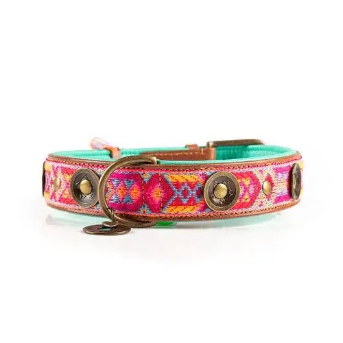 Boho Rosa Hundehalsband aus Leder – Einzigartig & Handgefertigt - Pfotenlieblinge