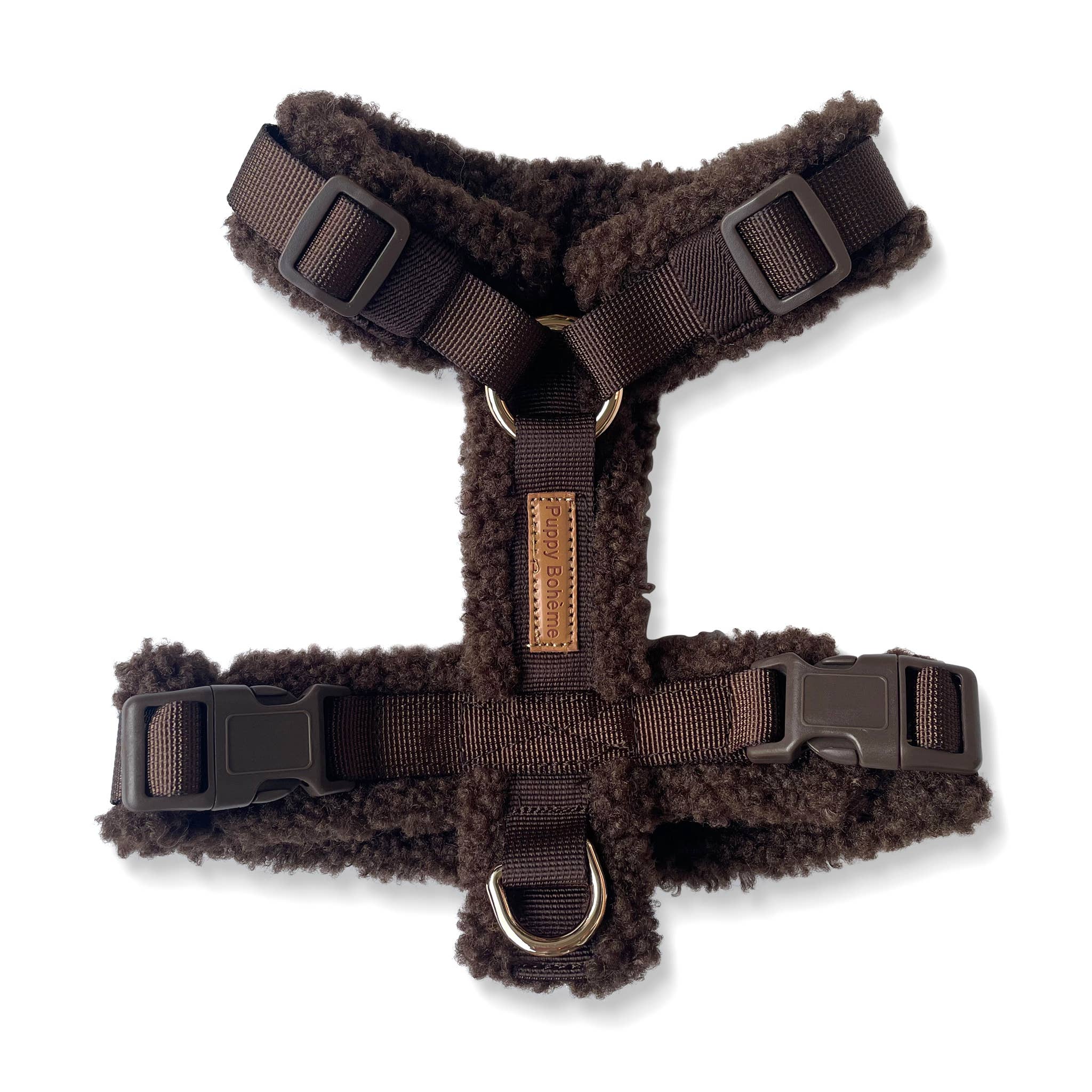 Y-Geschirr mit superweichem Teddyfleece – Espresso