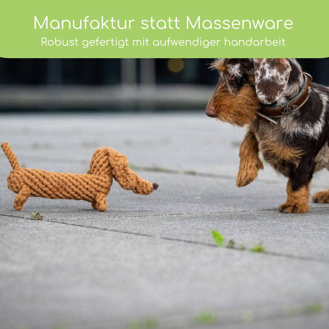 Diego Dackel – Handgefertigtes Kauspielzeug aus Baumwolle für Hunde