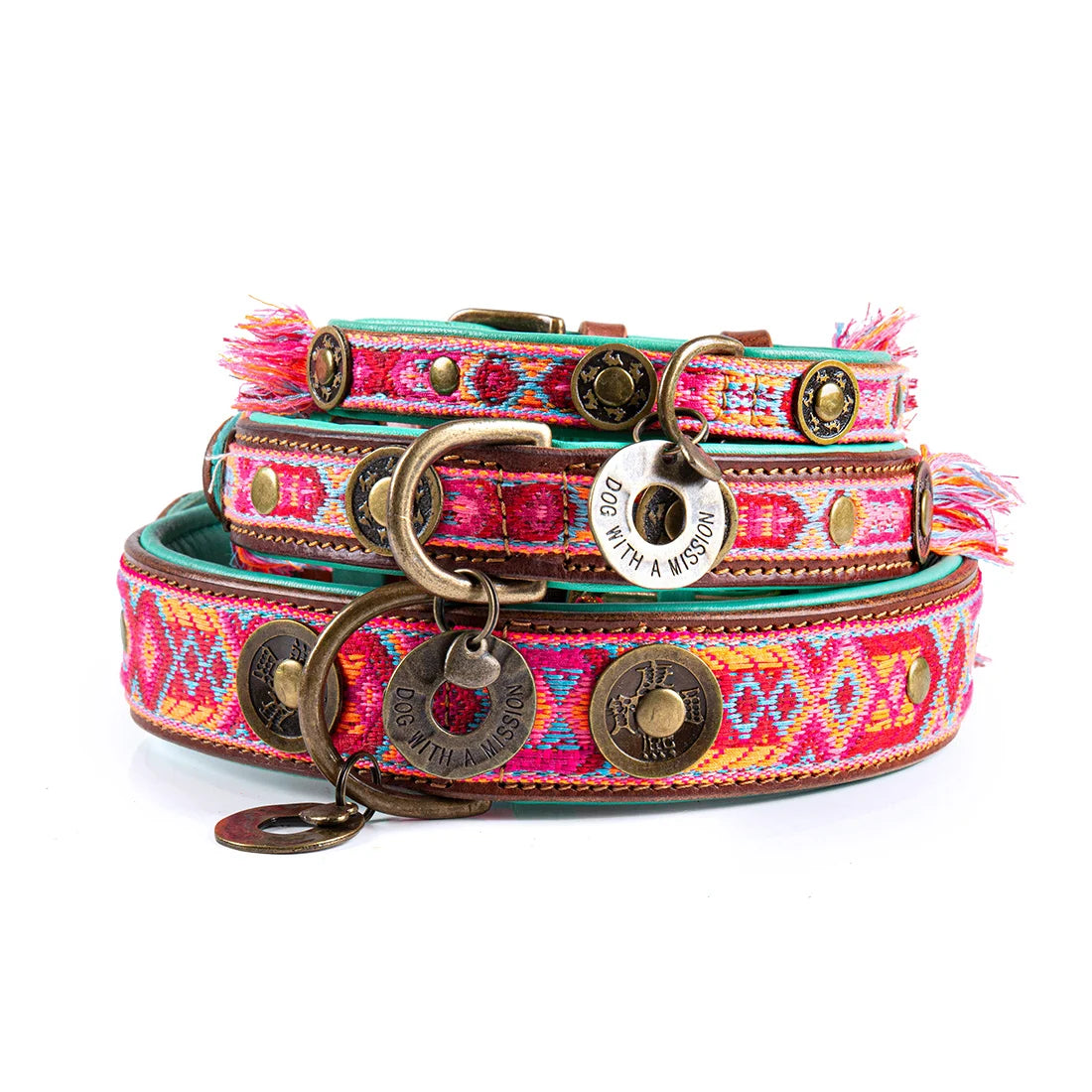 Exklusives Set: Boho rosa Halsband + Leine „Sugarbabe“