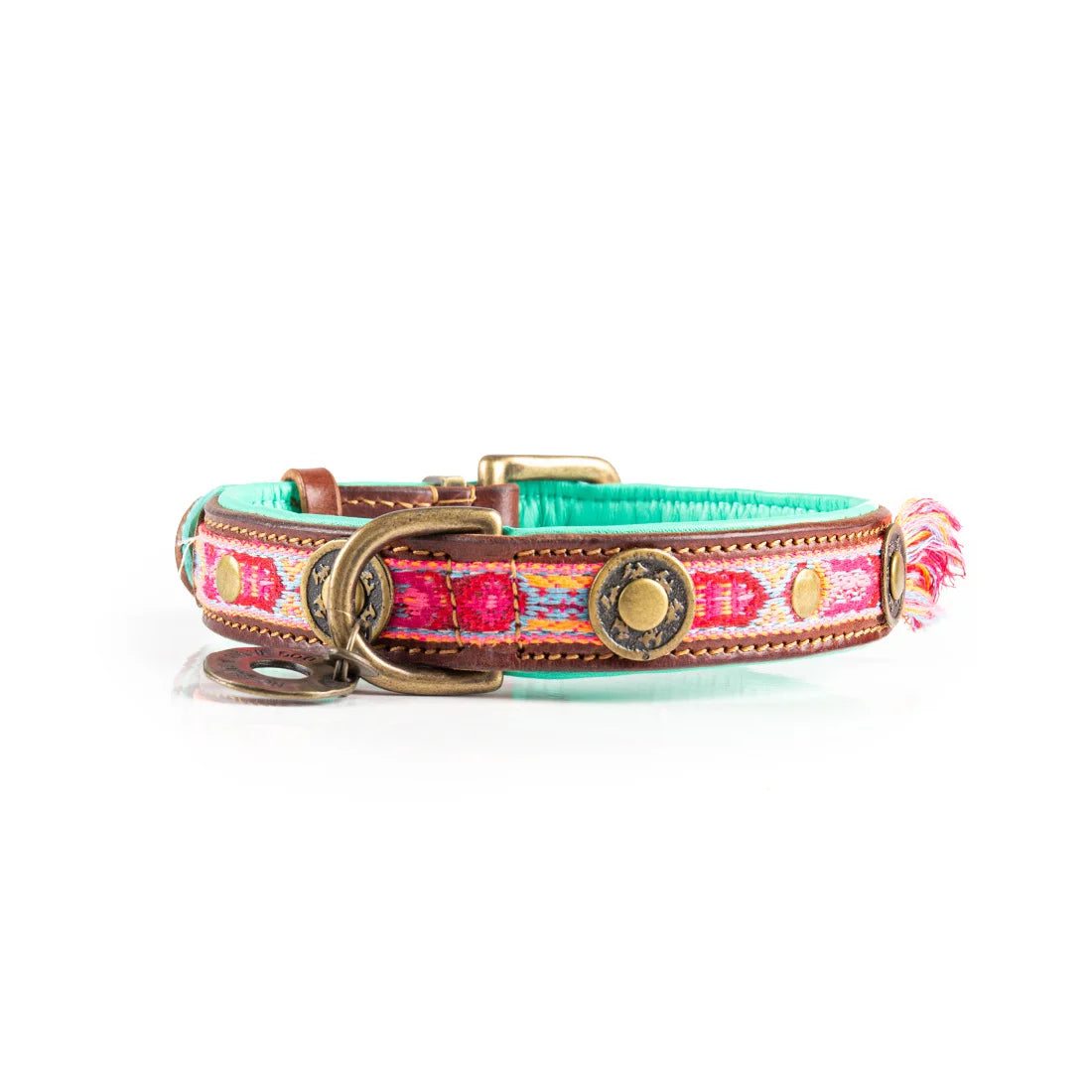 Exklusives Set: Boho rosa Halsband + Leine „Sugarbabe“