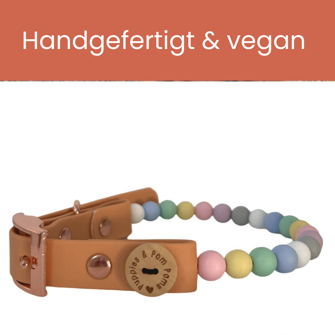 Handgemachtes veganes Hundehalsband mit Perlen - Pfotenlieblinge