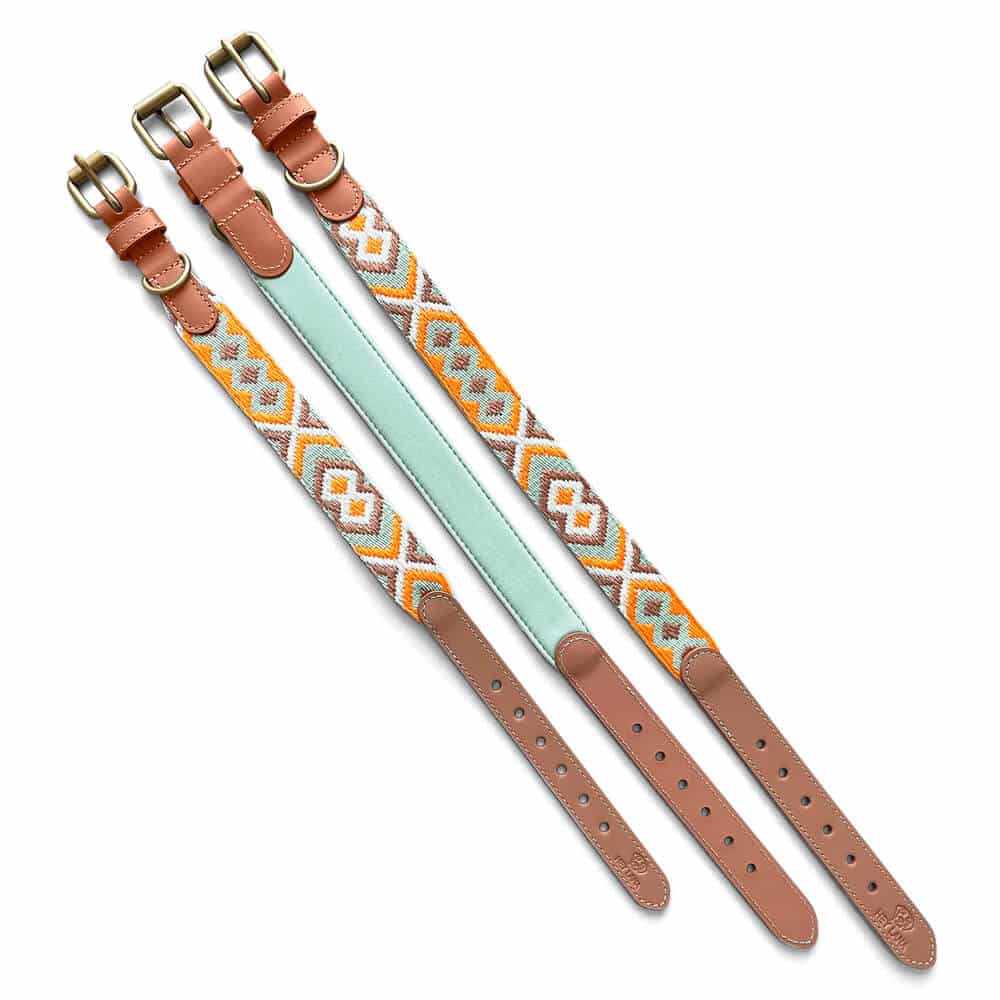 Hundehalsband – Mint/Orange – Kollektion Très Chic Hey Lana - Pfotenlieblinge