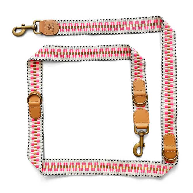 Hey Lana Führleine – Pink/Beige – verstellbar & handgemacht