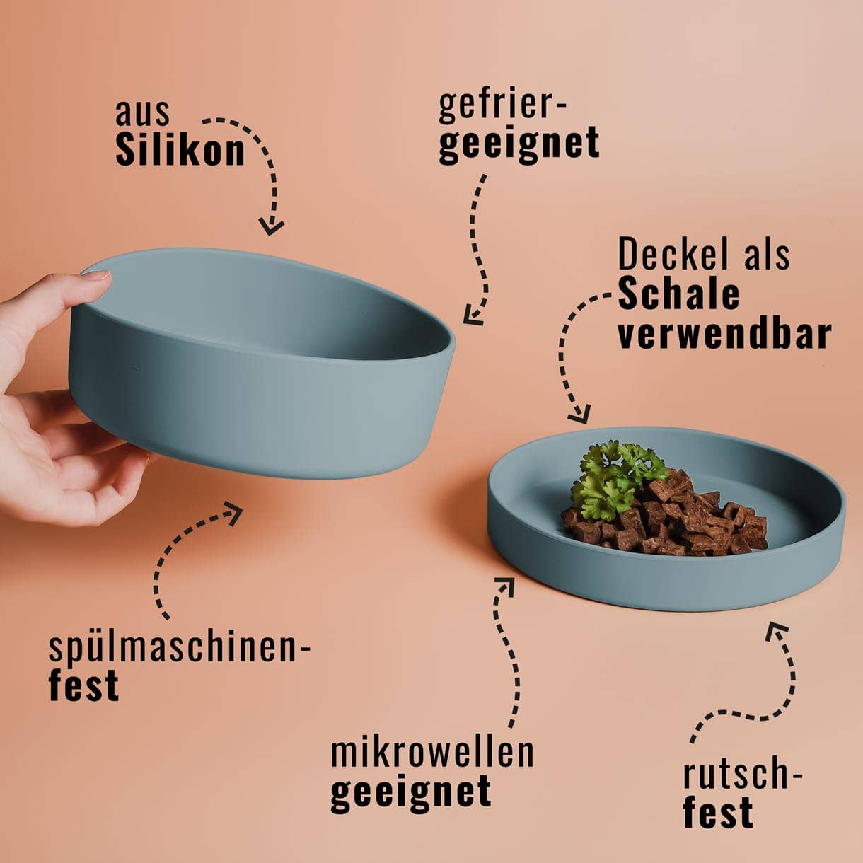 NENO Silikon - Futternapf mit Deckel – Praktisch, vielseitig & durchdacht - Pfotenlieblinge