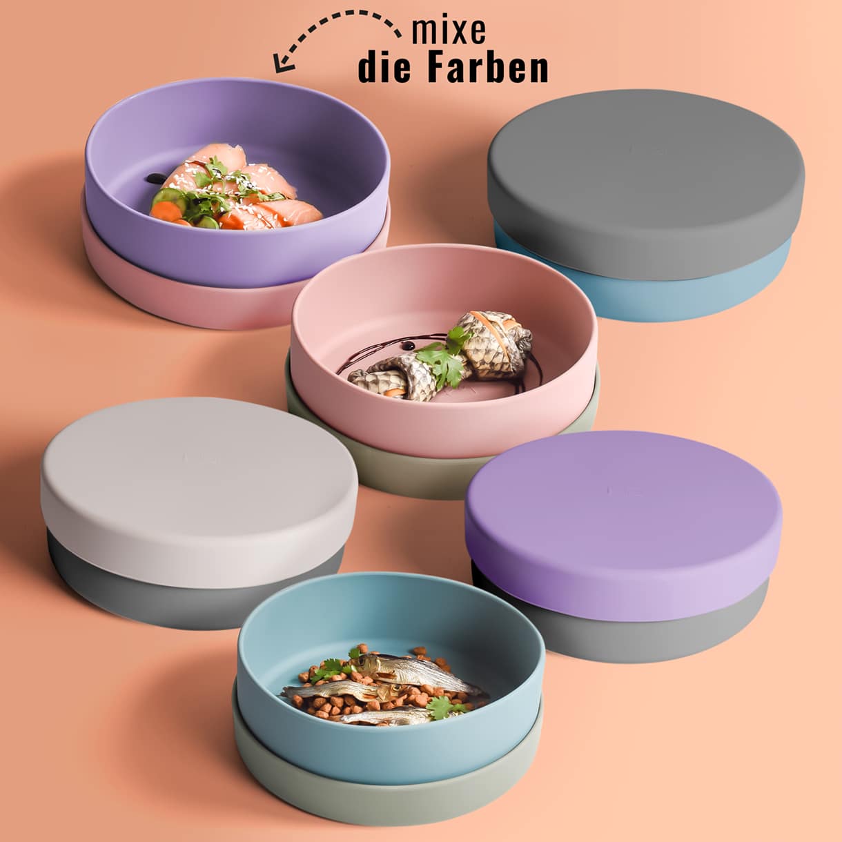 NENO Silikon - Futternapf mit Deckel – Praktisch, vielseitig & durchdacht - Pfotenlieblinge