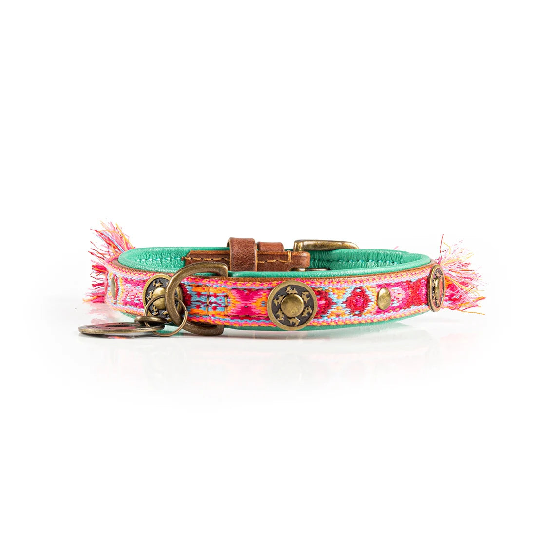 Exklusives Set: Boho rosa Halsband + Leine „Sugarbabe“