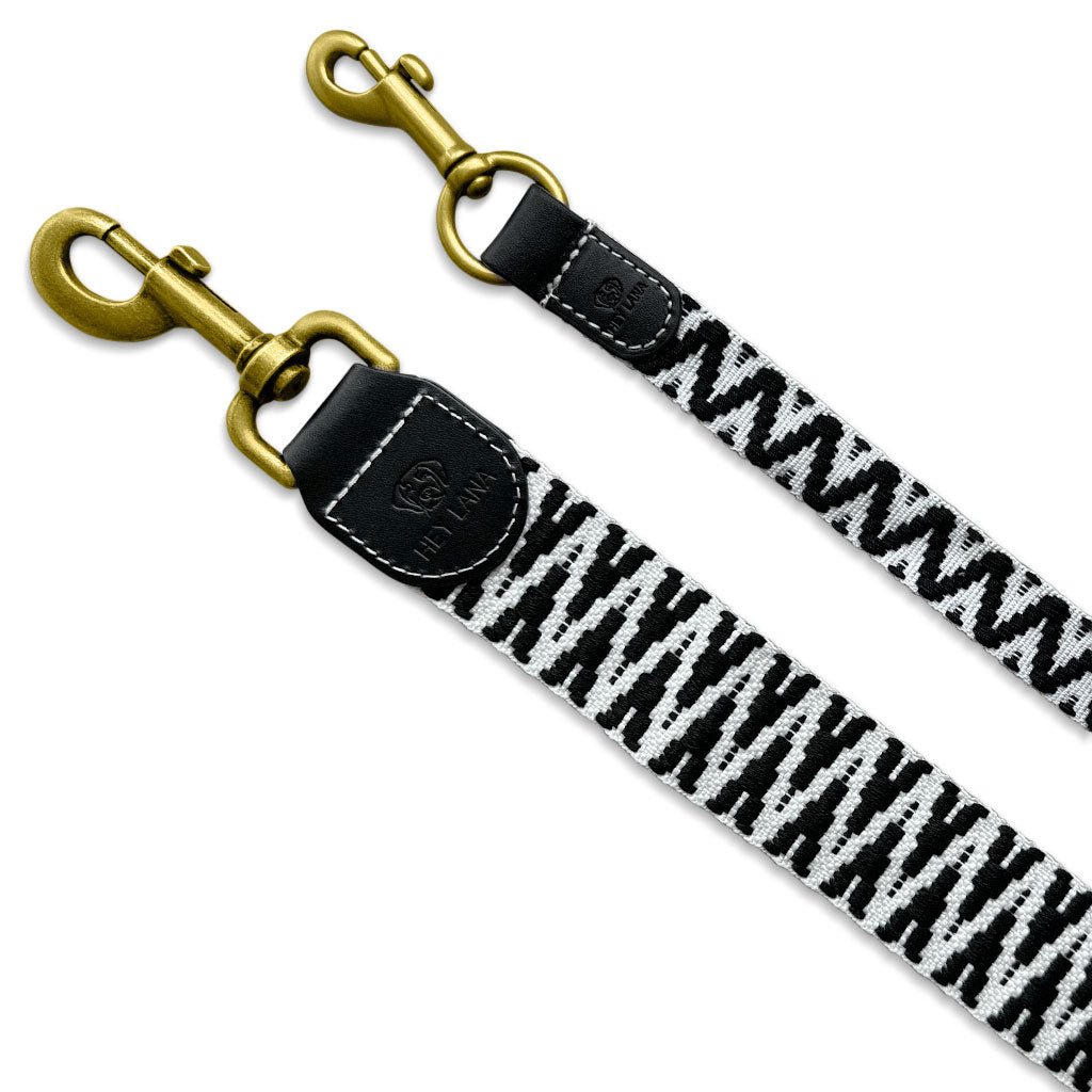 Set Hundehalsband, Leine und Geschirr - Schwarz/Weiß - Pfotenlieblinge