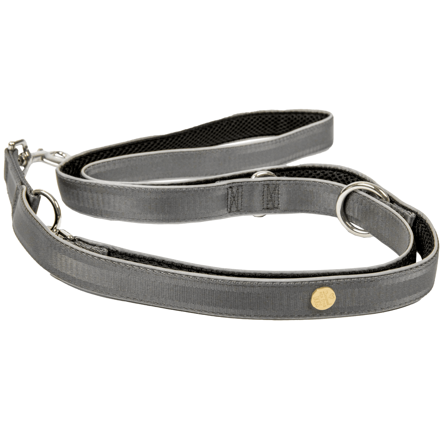 StyleSnout Führleine Silver-Black – gepolstert & verstellbar –  Pfotenlieblinge