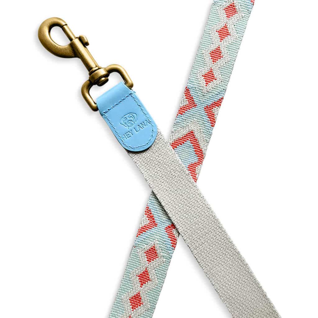 Sparset: Halsband & Leine in Coral/Blau