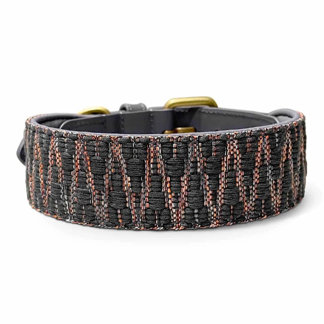 Premium Hundehalsband gepolstert Blau/Grau