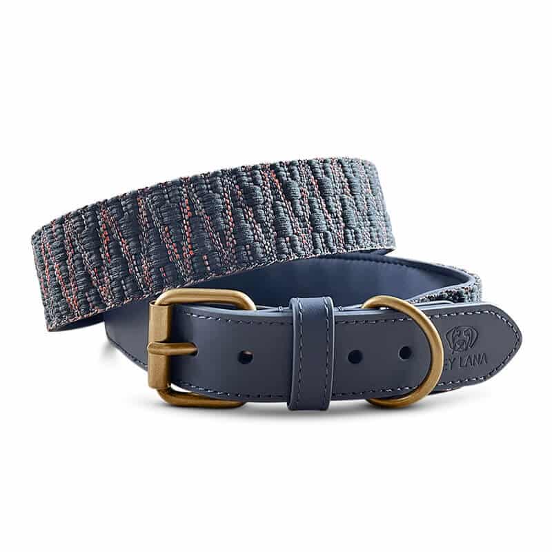 Sparset: Halsband & Leine in Blau/Grau