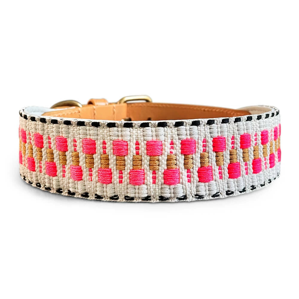 Hundehalsband – Pink/Beige – Kollektion Très Chic Hey Lana - Pfotenlieblinge