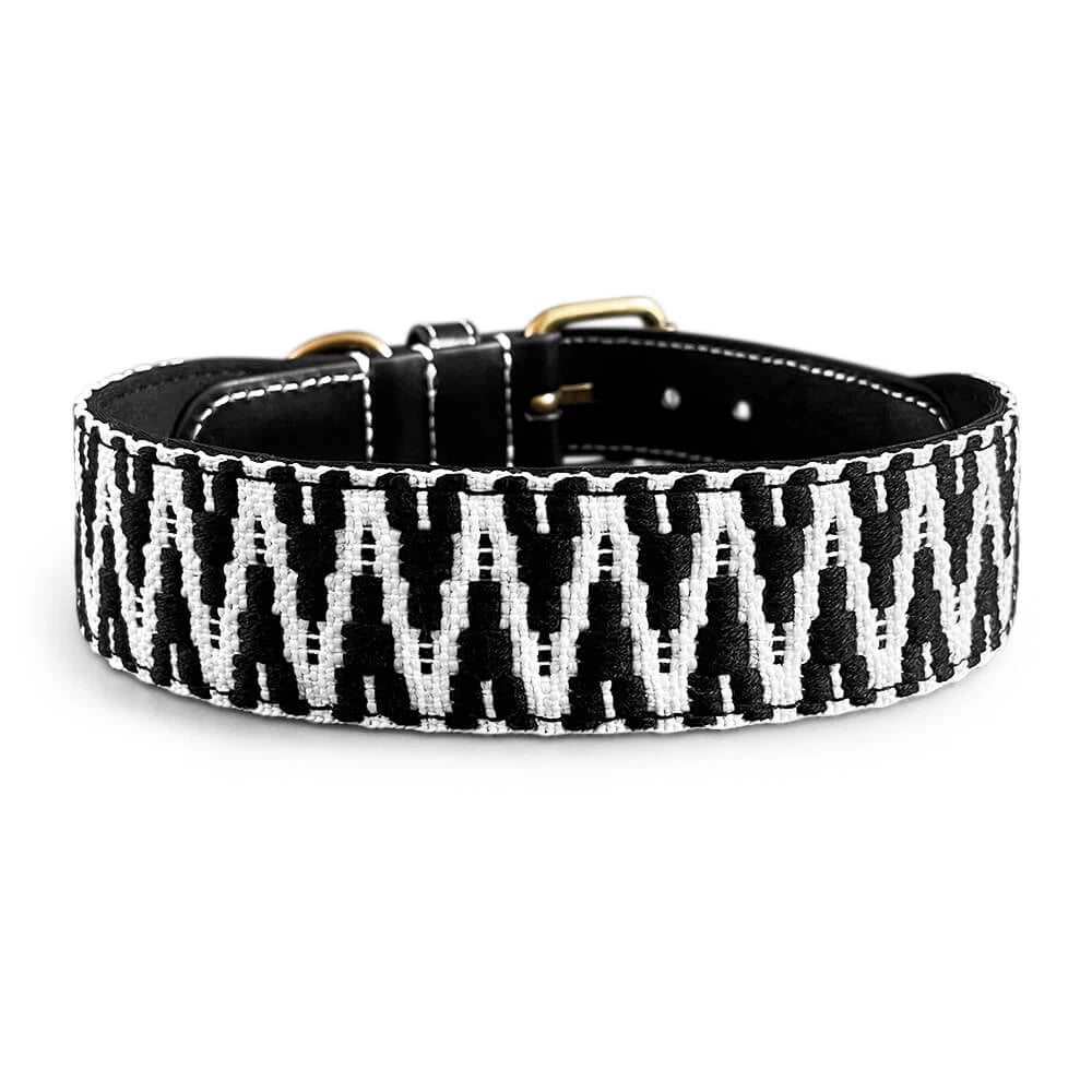 Hundehalsband – Schwarz/Weiß – Très Chic Kollektion von HeyLana - Pfotenlieblinge