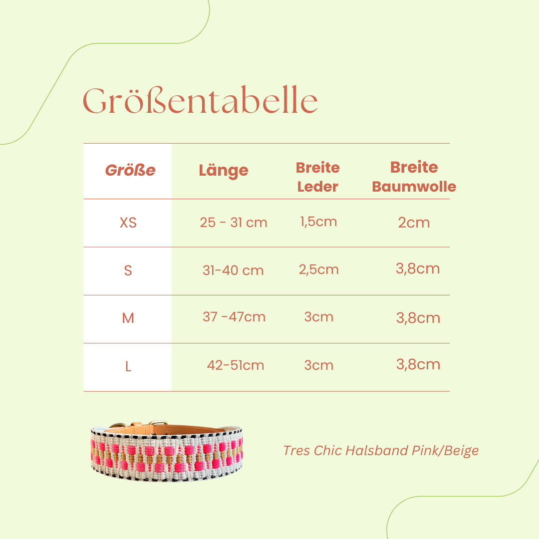 Hundehalsband – Pink/Beige – Kollektion Très Chic Hey Lana - Pfotenlieblinge