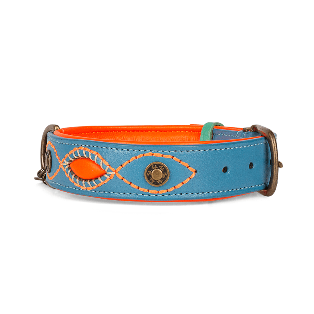 Urban Jones Lederhalsband Braun/Türkis – Handgefertigter Stil & Premium - Leder - Pfotenlieblinge
