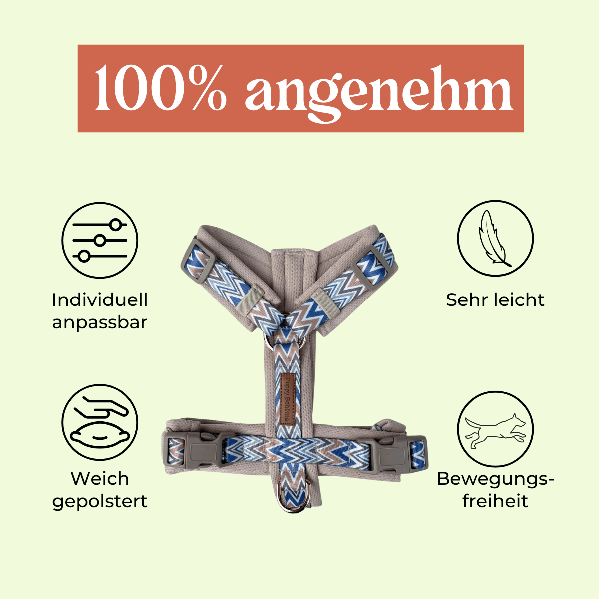 Ziggy Latte – leichtes Y - Geschirr für sensible Hunde - Pfotenlieblinge