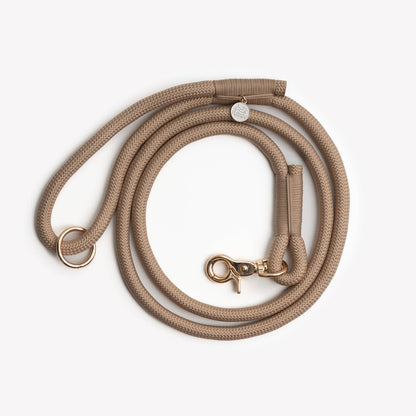 Hundeleine Sand mit Gold-Details