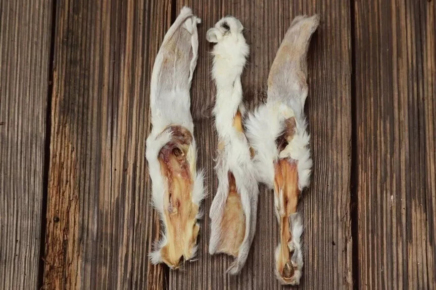 Kaninchenohren mit Fell – 100 % Kaninchen, luftgetrocknet