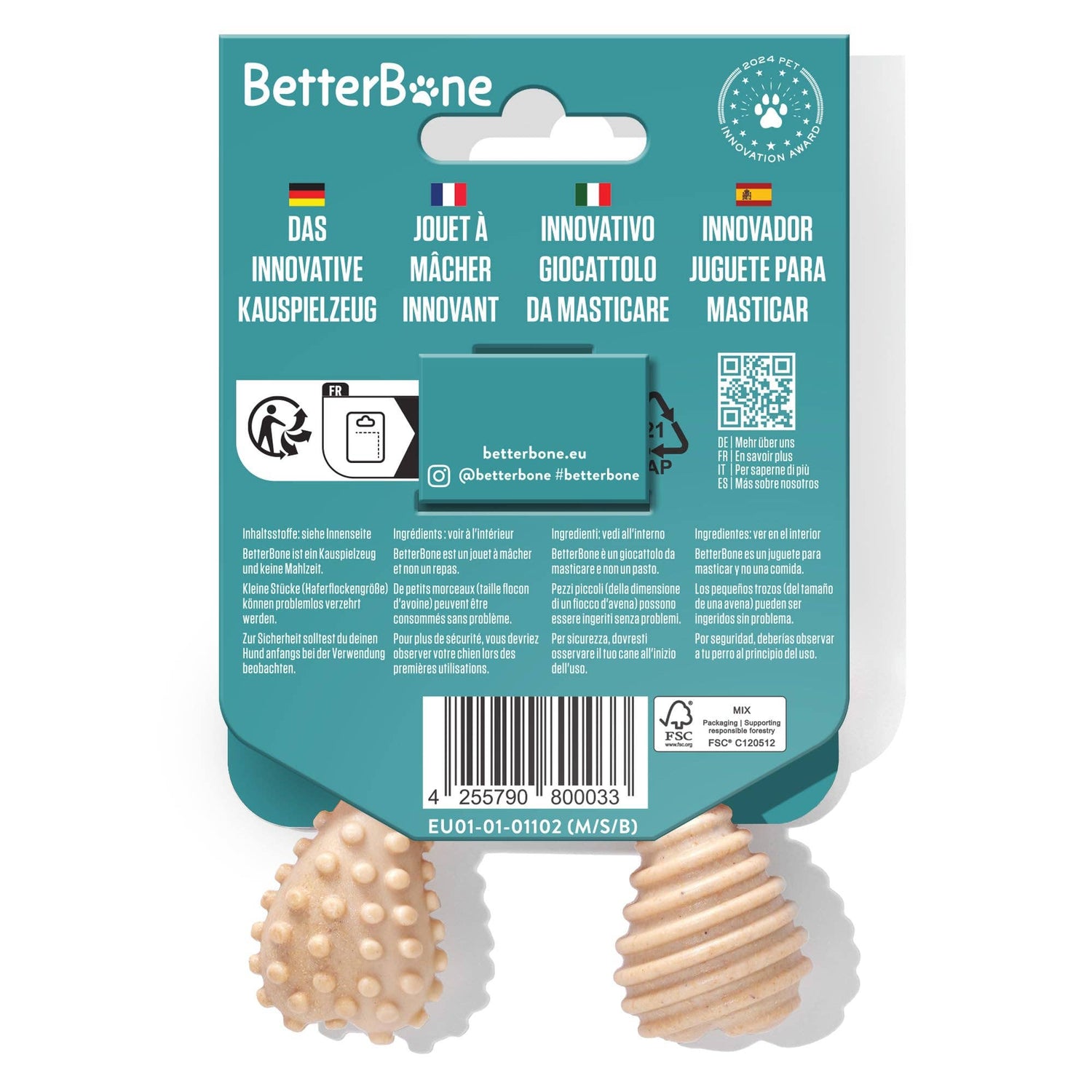 BetterBone Hunde Kauspielzeug Kauknochen - Mini Soft Beef - Pfotenlieblinge