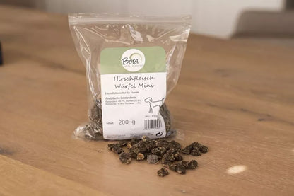 Hirschfleisch Würfel Mini 200 g – 100 % Hirsch Trainingssnack für Hunde