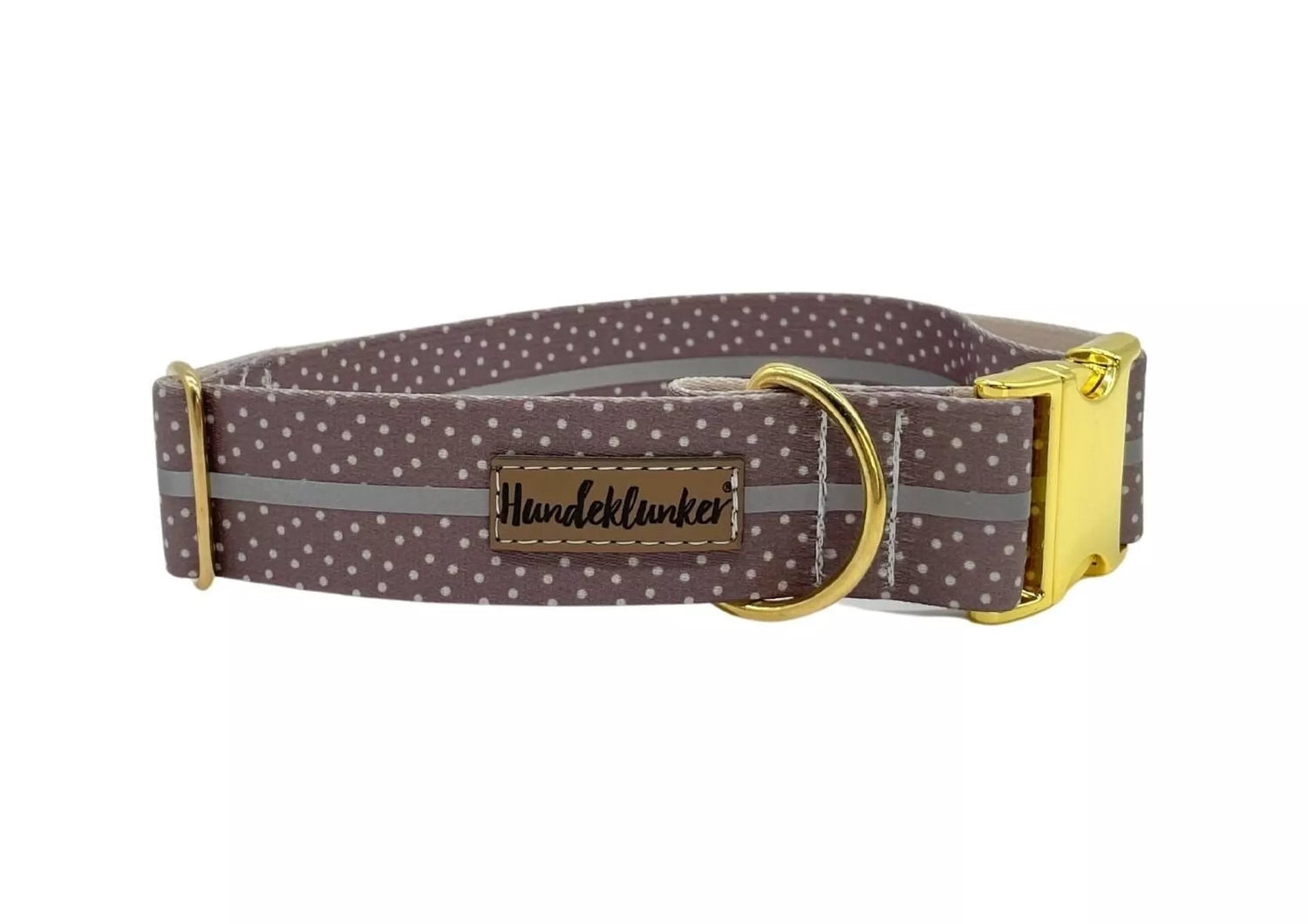 Reflektor-Halsband Cappuccino – vegan &amp; handgemacht