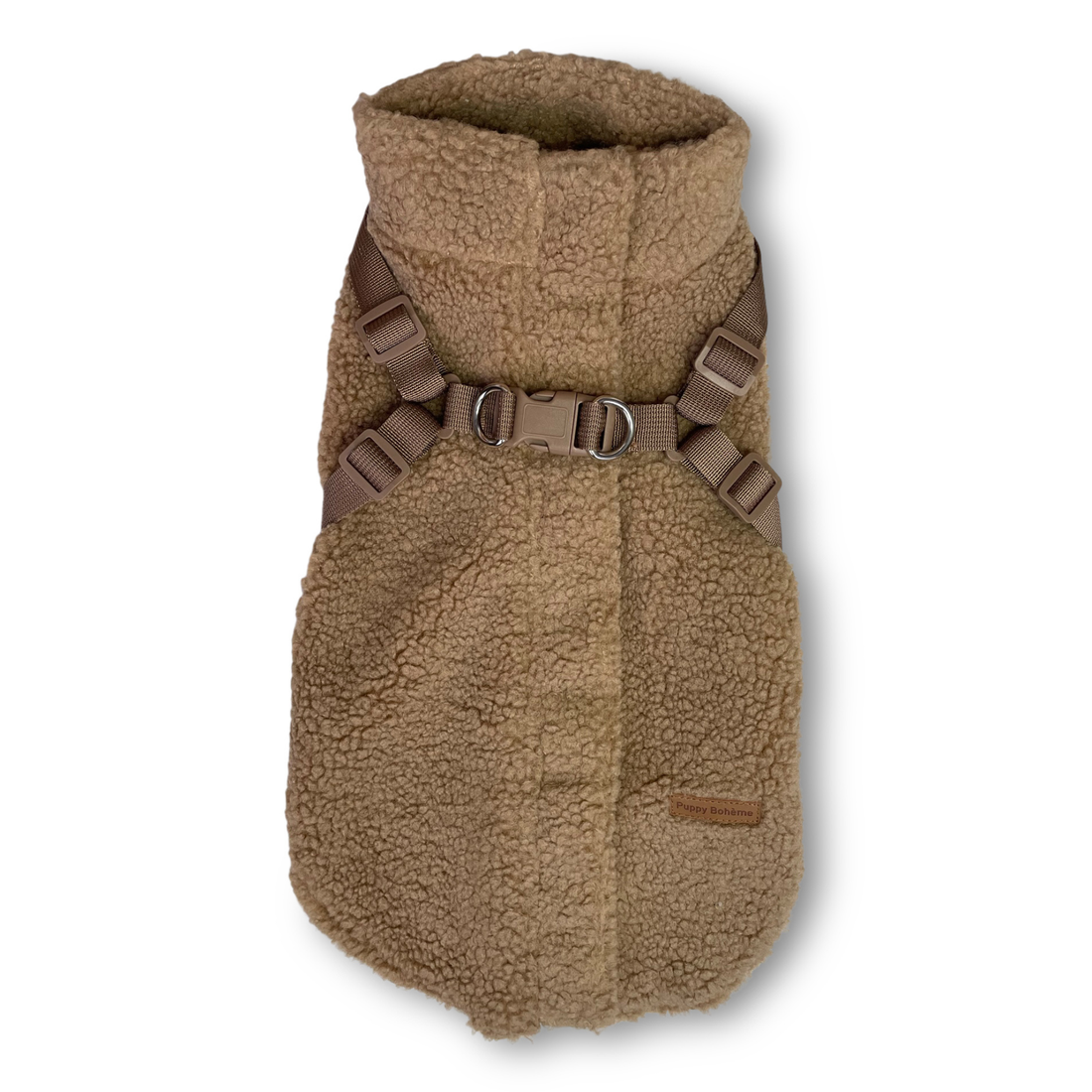 Teddyfleece-Hundemantel mit integriertem Geschir