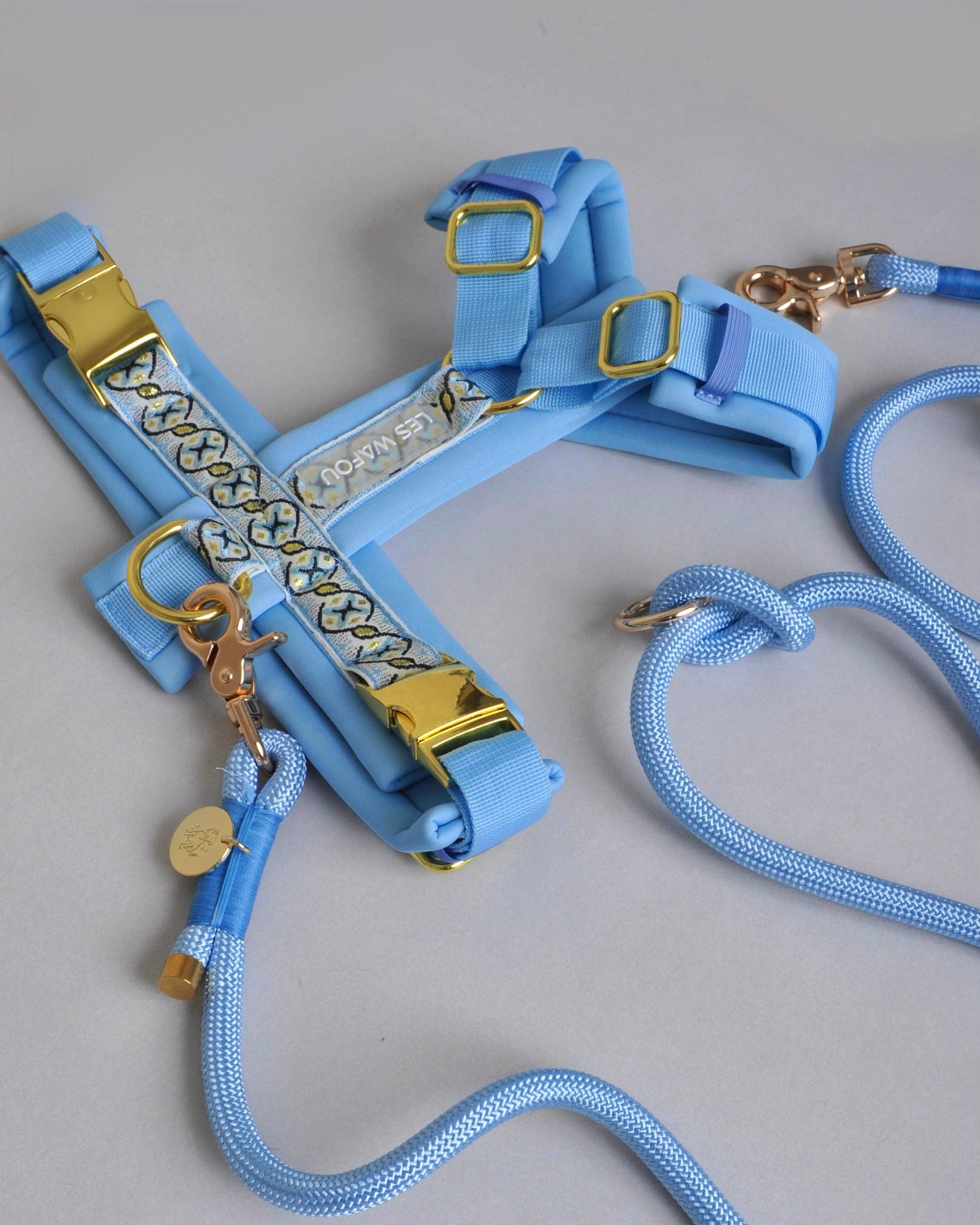 Hundegeschirr Blau gepolstert &amp; verstellbar