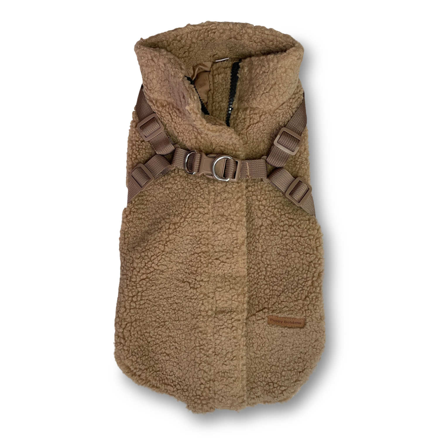 Teddyfleece-Hundemantel mit integriertem Geschir