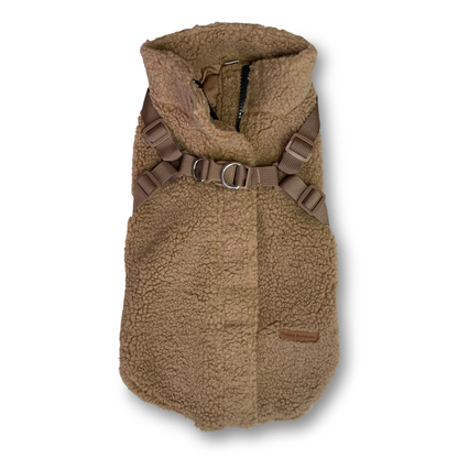 Teddyfleece-Hundemantel mit integriertem Geschir