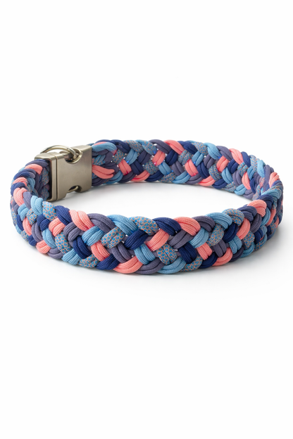 Handgemachtes Paracord-Hundehalsband Bubblegum