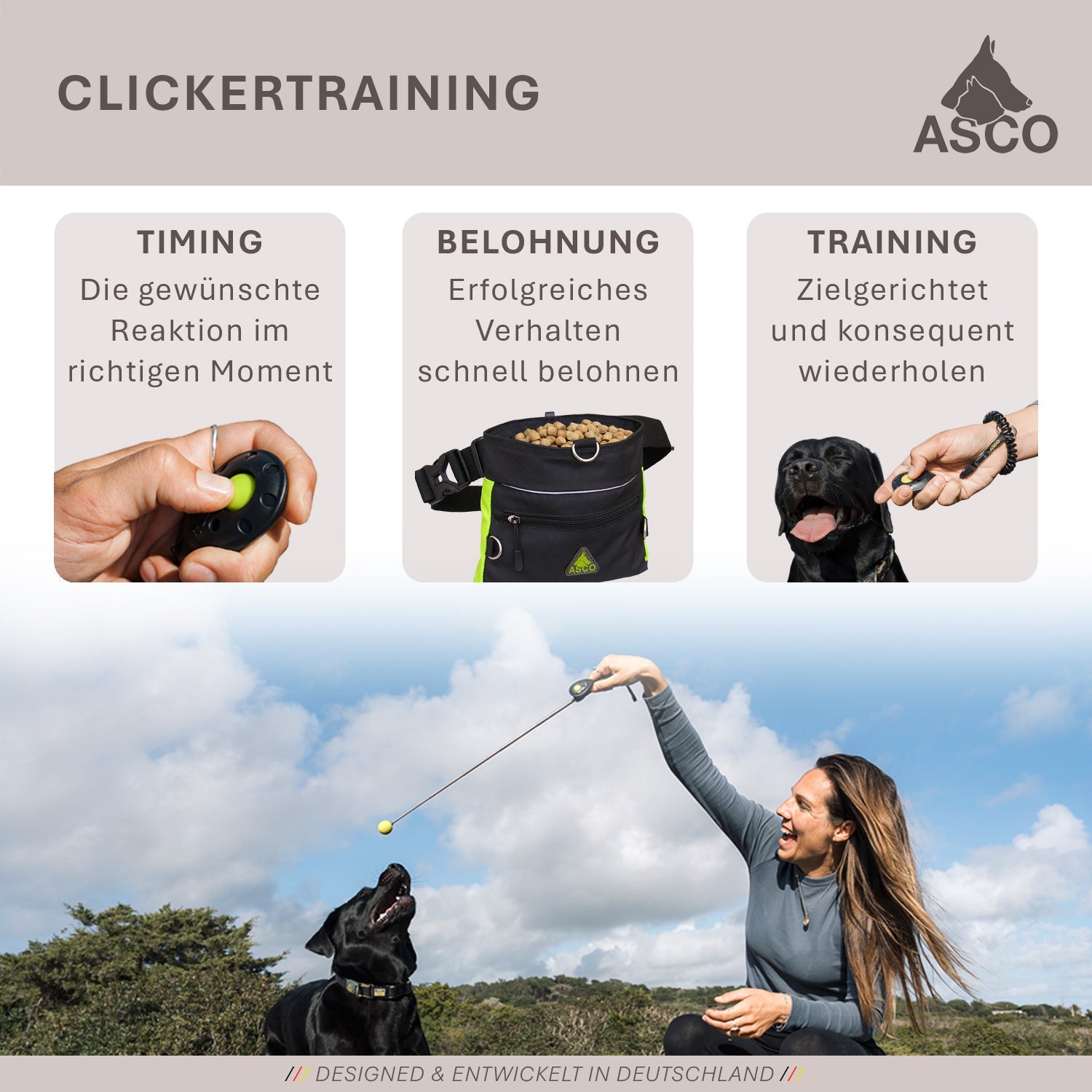ASCO Finger Clicker mit abnehmbarem Fingerring für Clickertraining