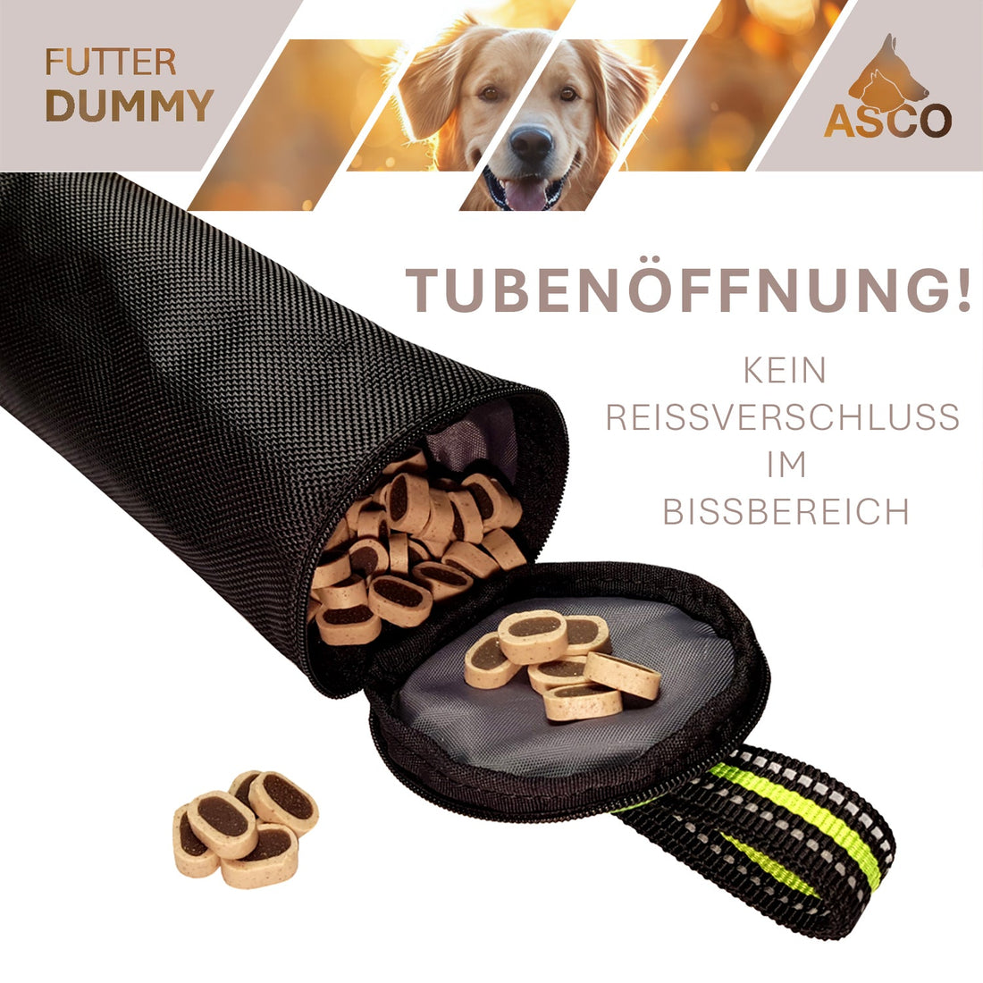 ASCO Dummy für Hundetraining, Apportier- und Snack-Dummy 21x7 cm