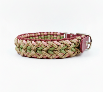 Handgemachtes Paracord-Hundehalsband „Rosé Sage“