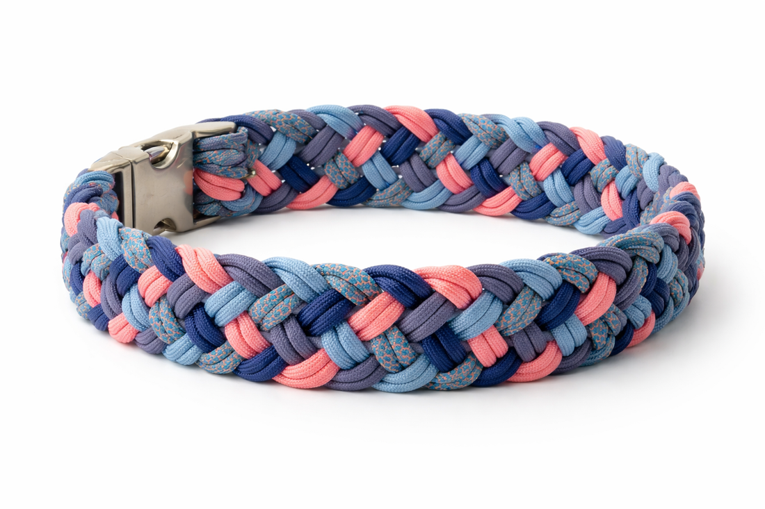 Handgemachtes Paracord-Hundehalsband Bubblegum