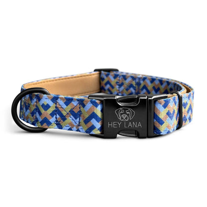 Set Hundehalsband, Leine und Geschirr - Mocca/Blau