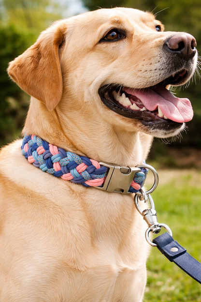 Handgemachtes Paracord-Hundehalsband Bubblegum