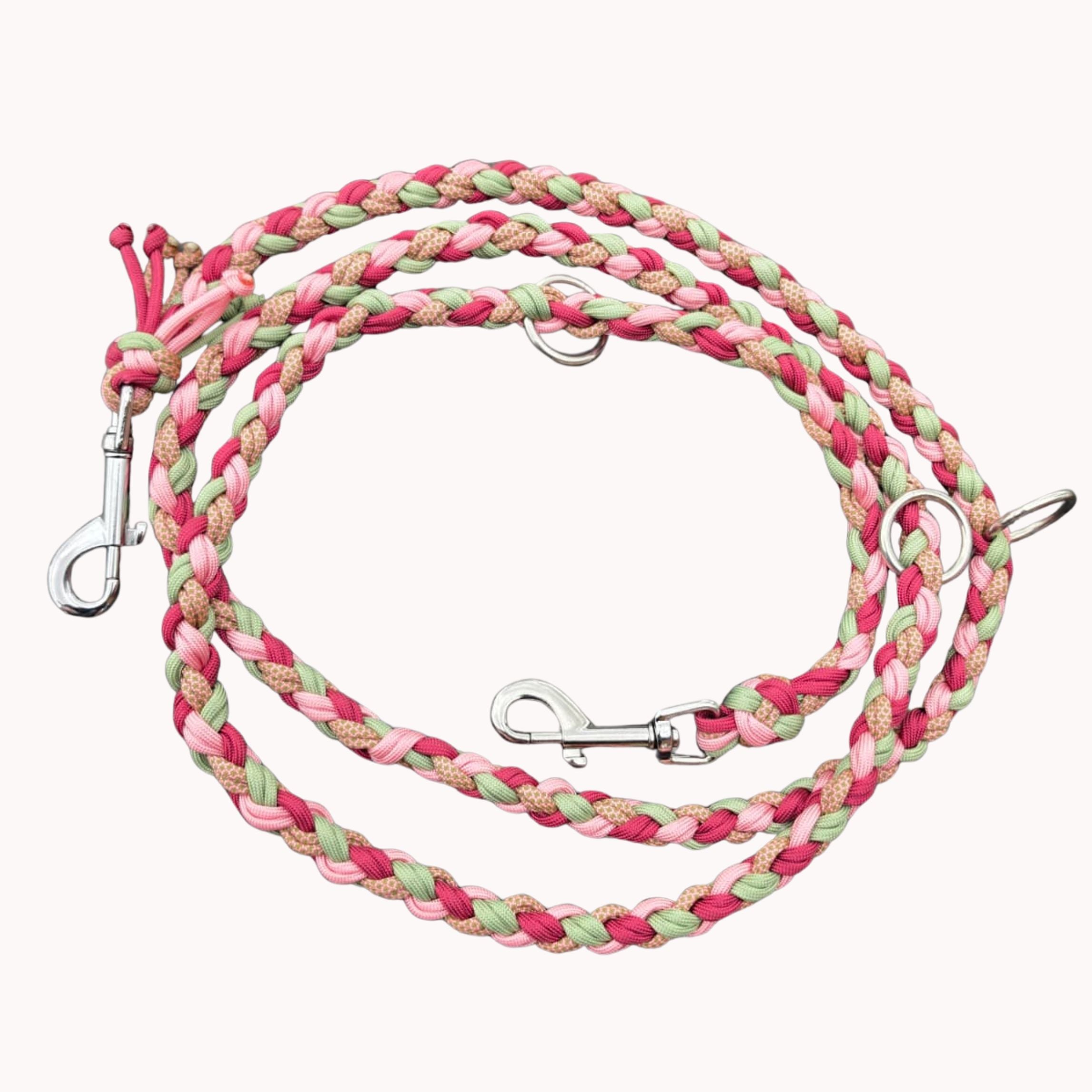 Handgemachtes Paracord-Hundehalsband „Rosé Sage“