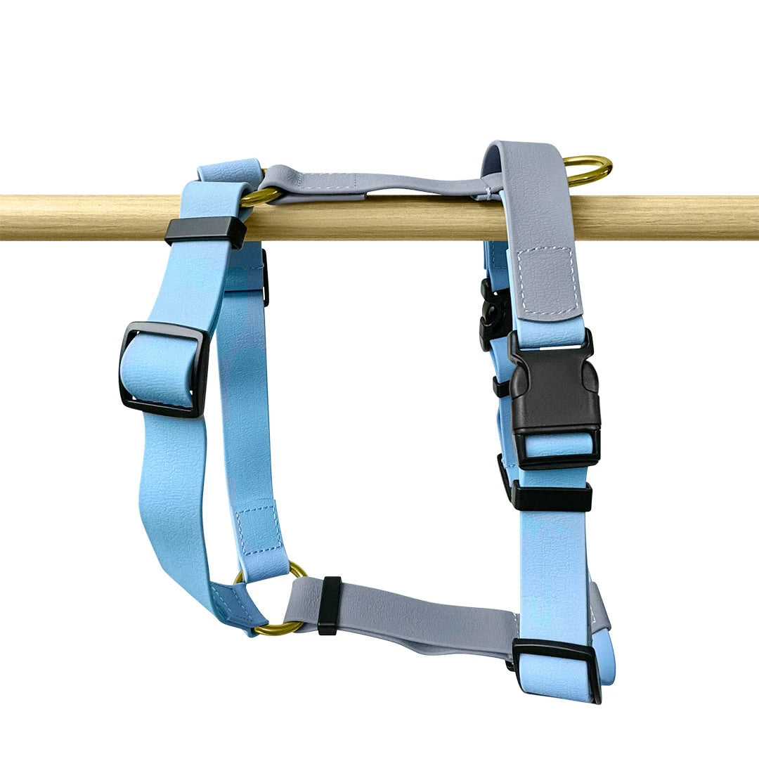 Outdoor FLEX Führgeschirr – 5-fach verstellbar mit Haltegriff (Taupe/Blau)
