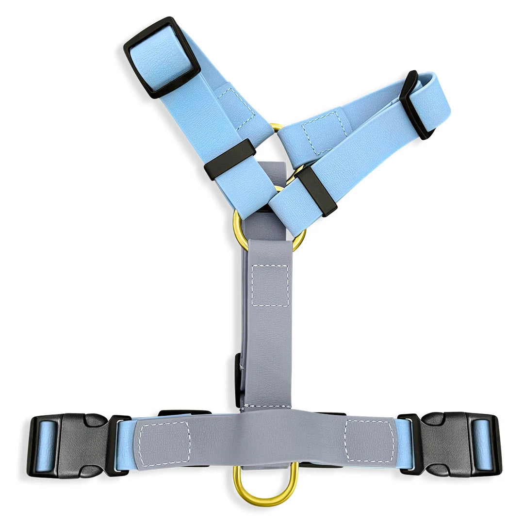 Outdoor FLEX Führgeschirr – 5-fach verstellbar mit Haltegriff (Taupe/Blau)