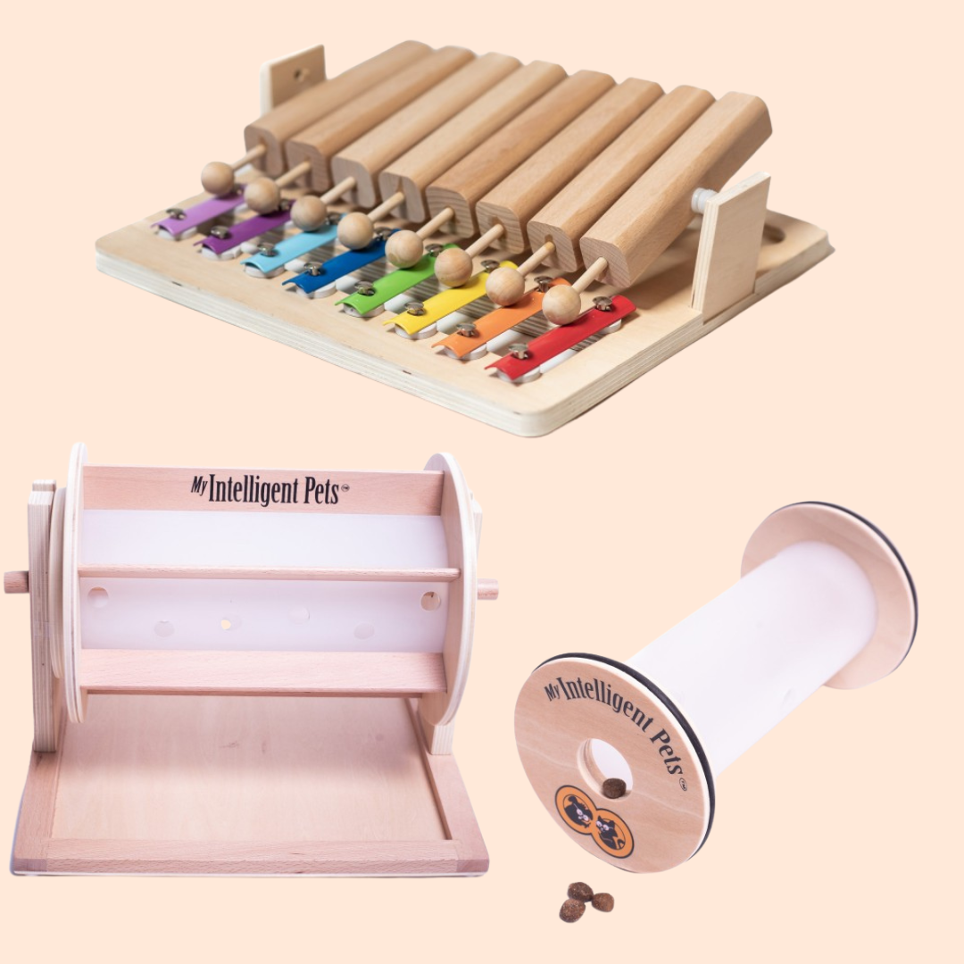 Intelligenzspielzeug-Set „Glücksrad, Piano &amp; Happy Roll“ – 3 Level für schlaue Hunde