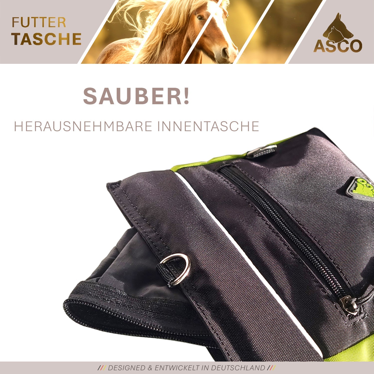 ASCO Futterbeutel mit Einhand-Schnappverschluss 20x20 cm